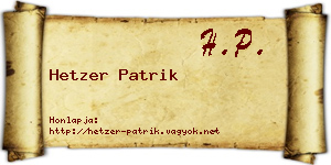 Hetzer Patrik névjegykártya